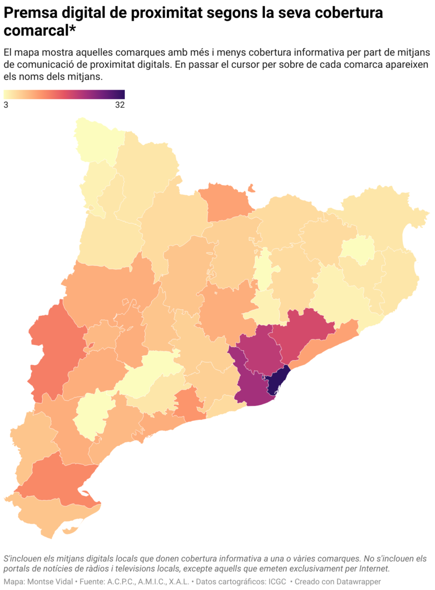 Els mitjans locals de Catalunya, en un mapa